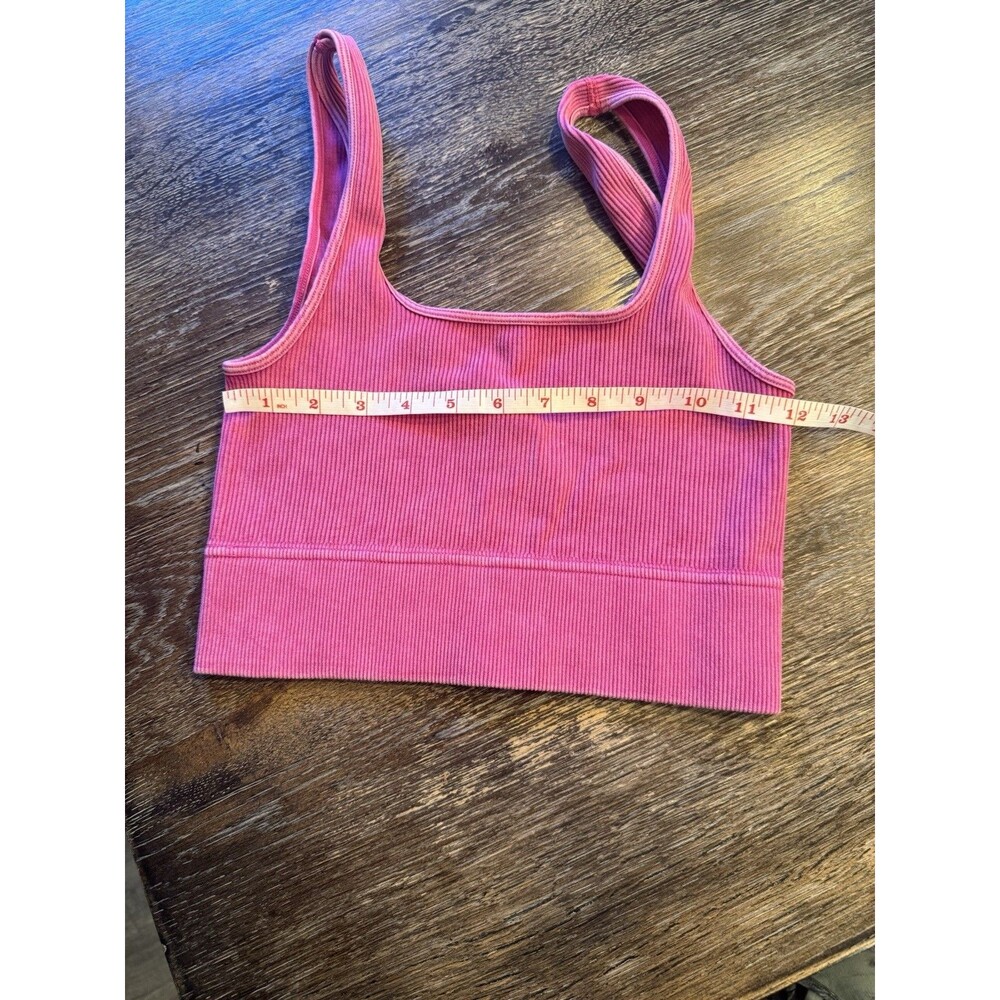 Zenana Ribbed Mineral Wash Bralette Square Neck Crop top Size L/XL - Picture 3 of 4